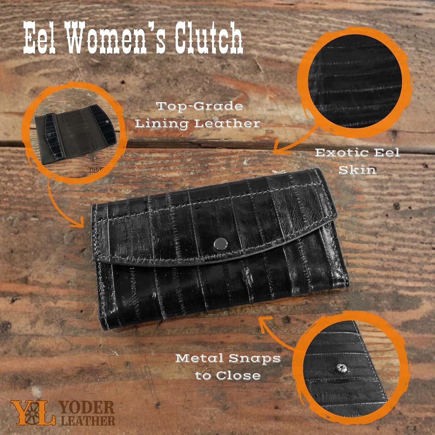 Yoder Leather Company Cartera de embrague de cuero genuino de piel...