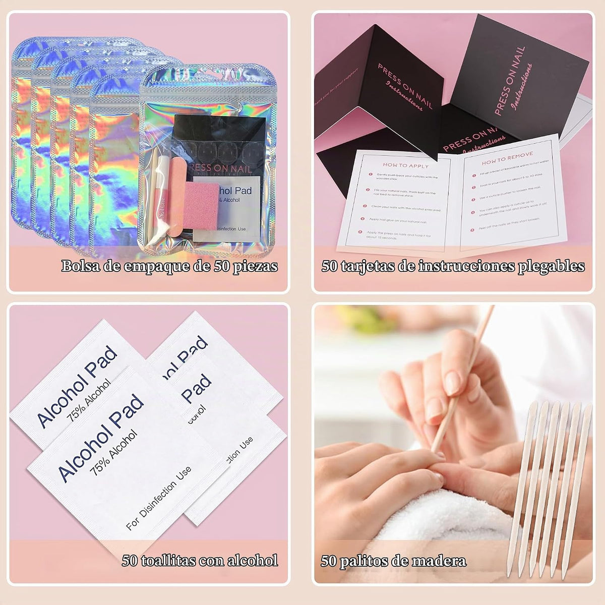 Juego de 50 herramientas de uñas a presión, kit de suministros de e...