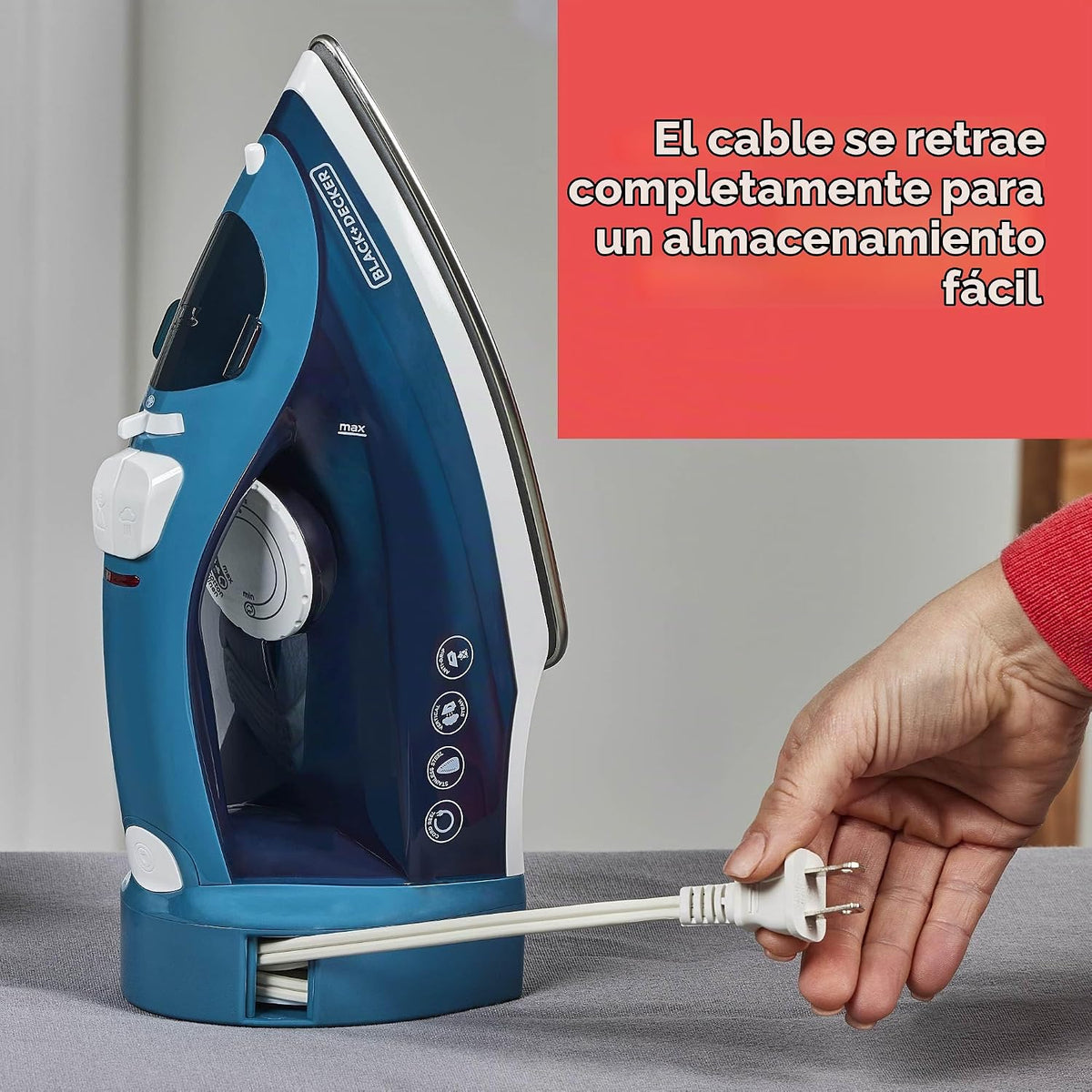 BLACK+DECKER Plancha de vapor para ropa con cable retráctil | Planc...