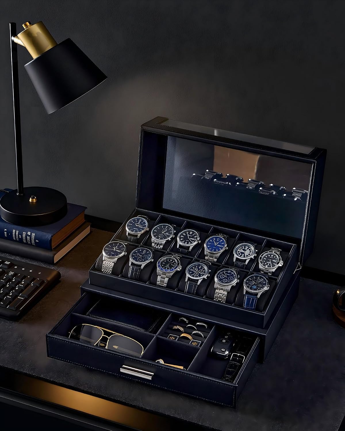 ProCase Caja de reloj para hombre, soporte para exhibición de reloj...