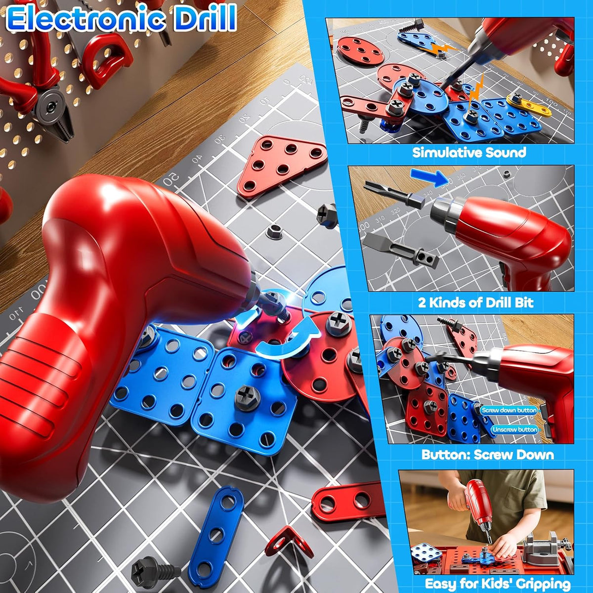 KIZONLY Juego de Juguetes de Herramientas para Niños con Sonido de...