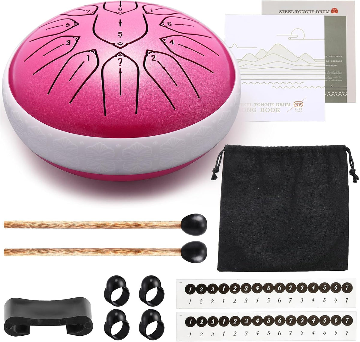 PUJONI Tambor de lengua de acero, instrumentos de percusión de 11 n...