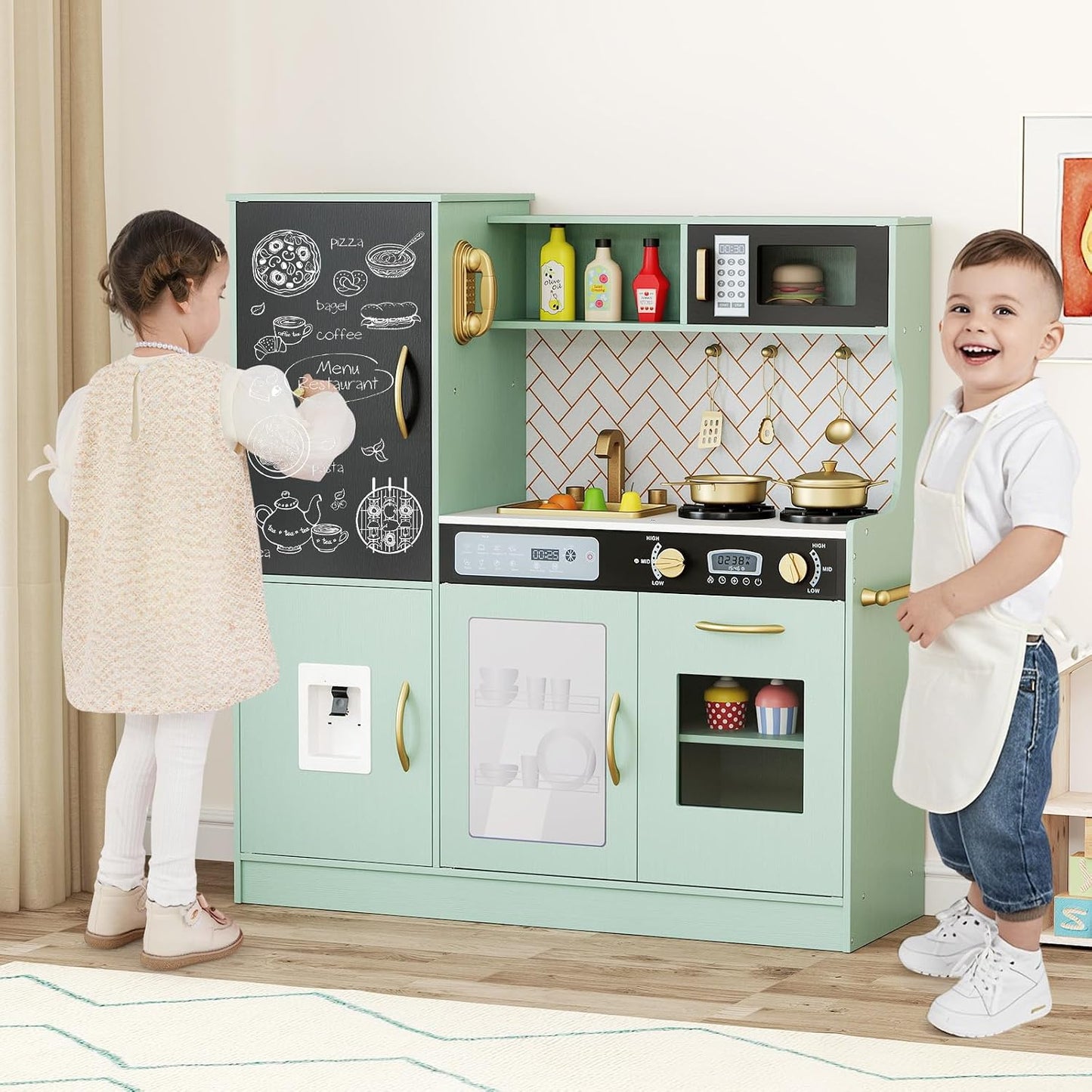 Costzon Juego de cocina para niños, juego de juguetes de cocina de...