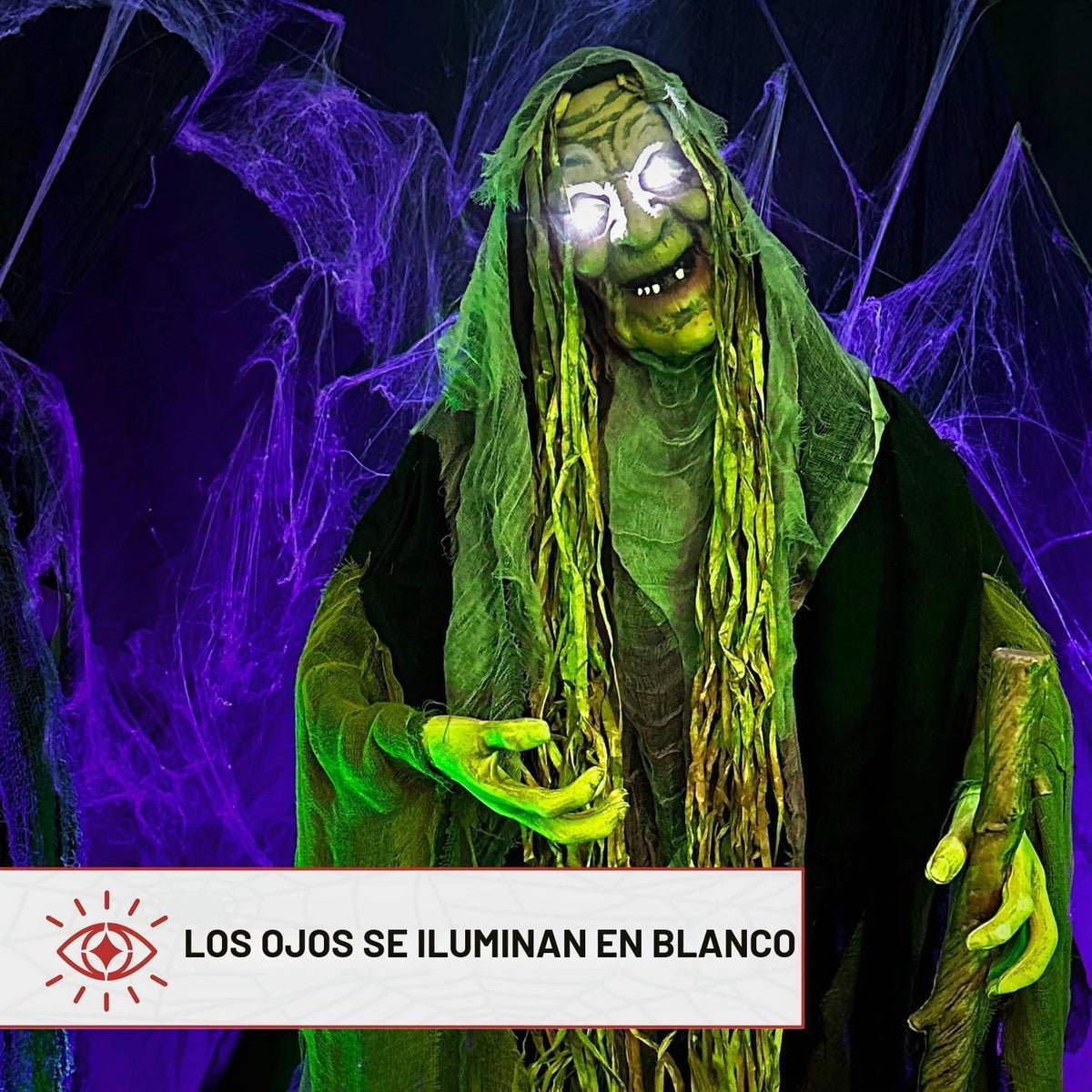 Haunted Hill Farm HHWITCH-10FLSA bruja animatrónica de tamaño real,...