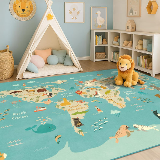 Hazo Haus Alfombra lavable para sala de juegos para niños, alfombra...