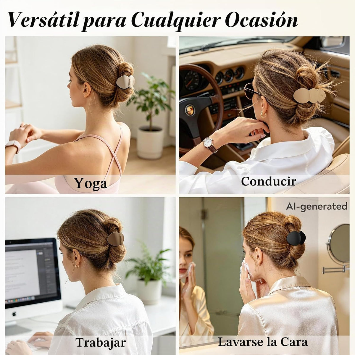 Amlaidu Pinzas de pelo planas medianas para mujer, pinzas de garra...