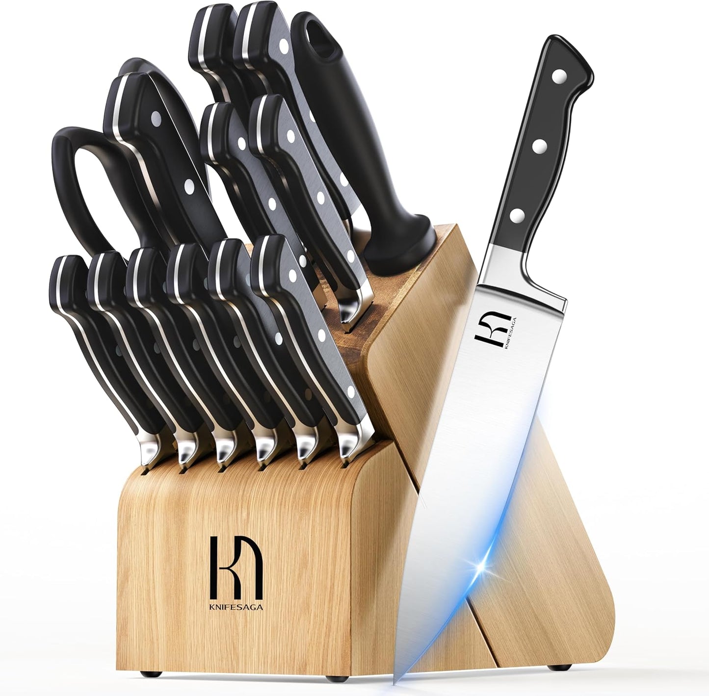 Juego de Cuchillos, Juego de Bloque de Cuchillos de Cocina de 15 Pi...