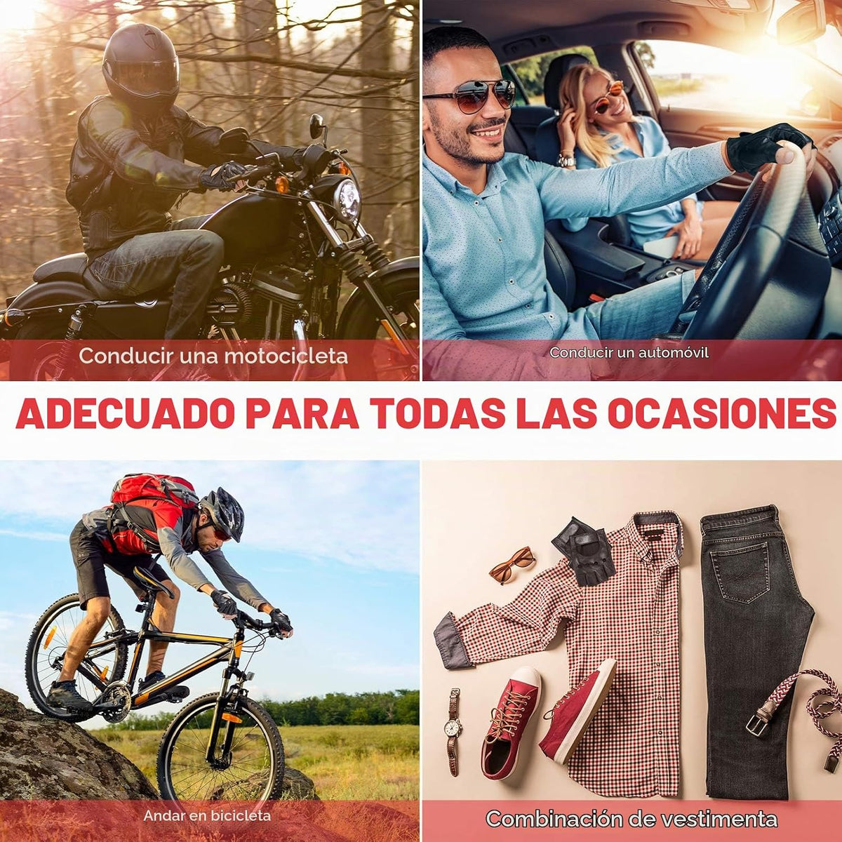 KEMIMOTO Guantes de motocicleta de piel de oveja sin dedos, guantes...