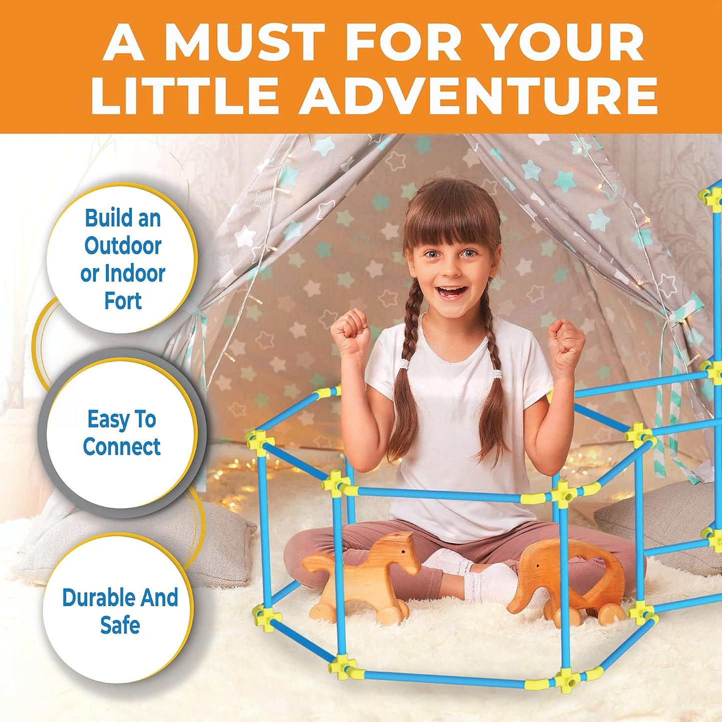 Kit de Construcción de Fuerte para Niños 180 piezas Juego de Juguet...