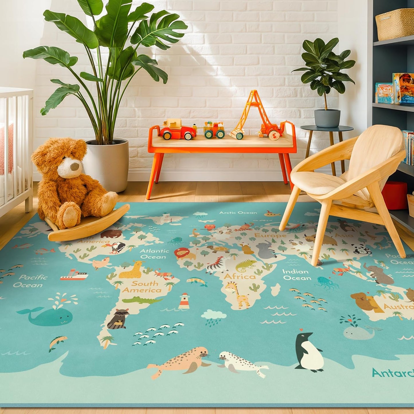 Hazo Haus Alfombra lavable para sala de juegos para niños, alfombra...