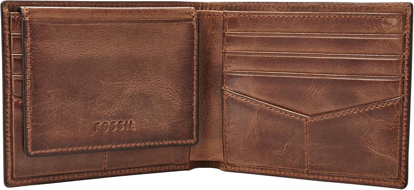 Cartera plegable de cuero Fossil Derrick con bloqueo de RFID para h...