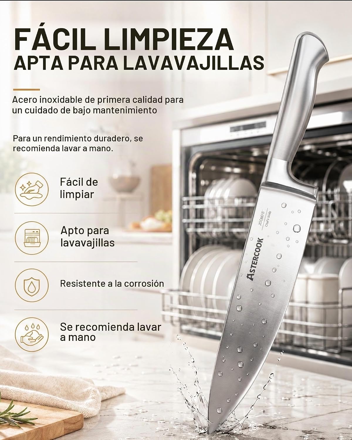 Astercook Juego de cuchillos de cocina de acero alemán de 15 piezas...