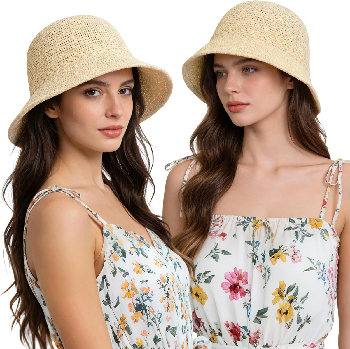 Sombrero de pescador de ganchillo para mujer, sombrero ligero de pa...