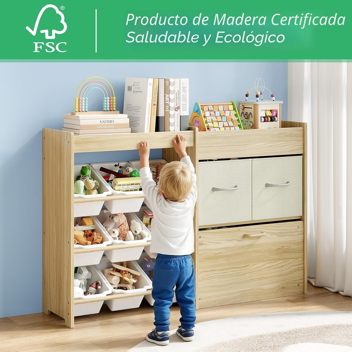 EXPERLAM Organizador de almacenamiento de juguetes para niños, orga...