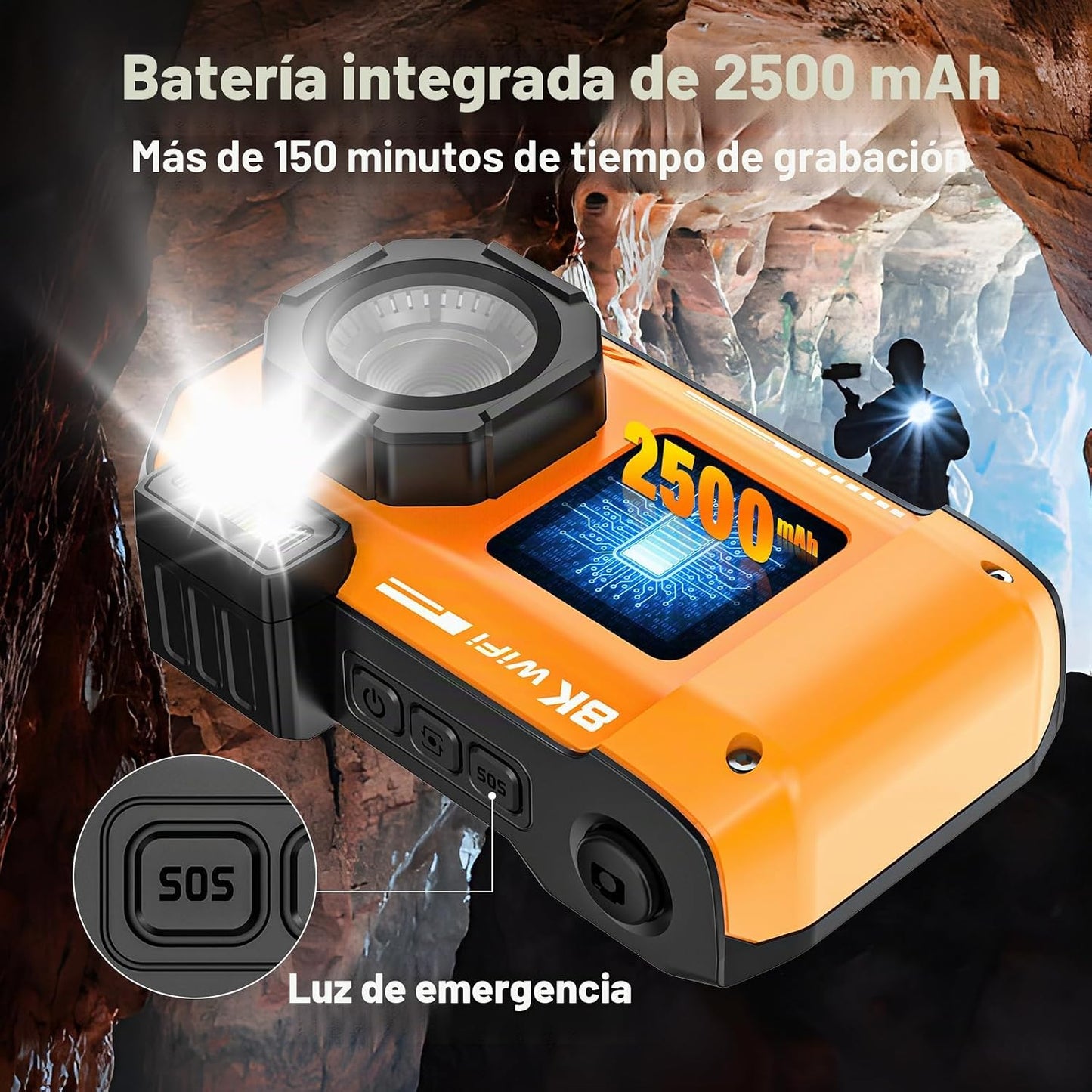 Cámara subacuática de 8 K, WiFi de 33 pies y 70 megapíxeles imperme...
