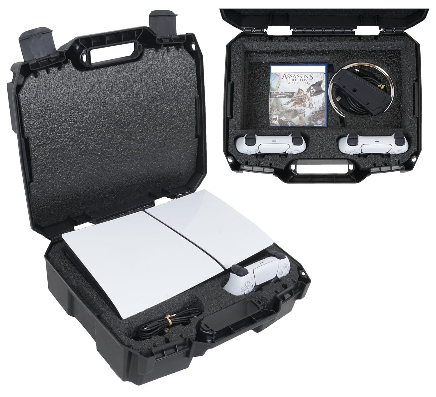 Case Club Funda compacta para PS5 Slim, 1 juego, soporte y 1-2 cont...