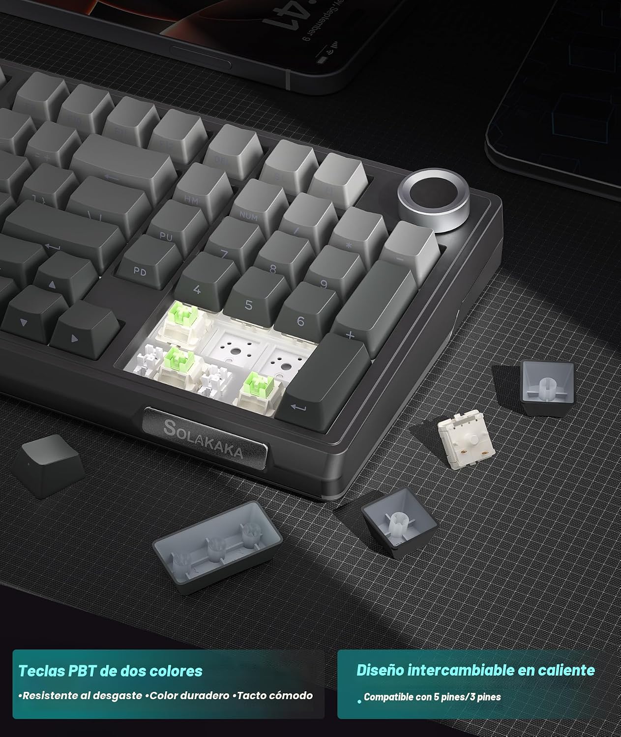 SOLAKAKA KI99 Pro Teclado mecánico inalámbrico 96% teclado RGB para...