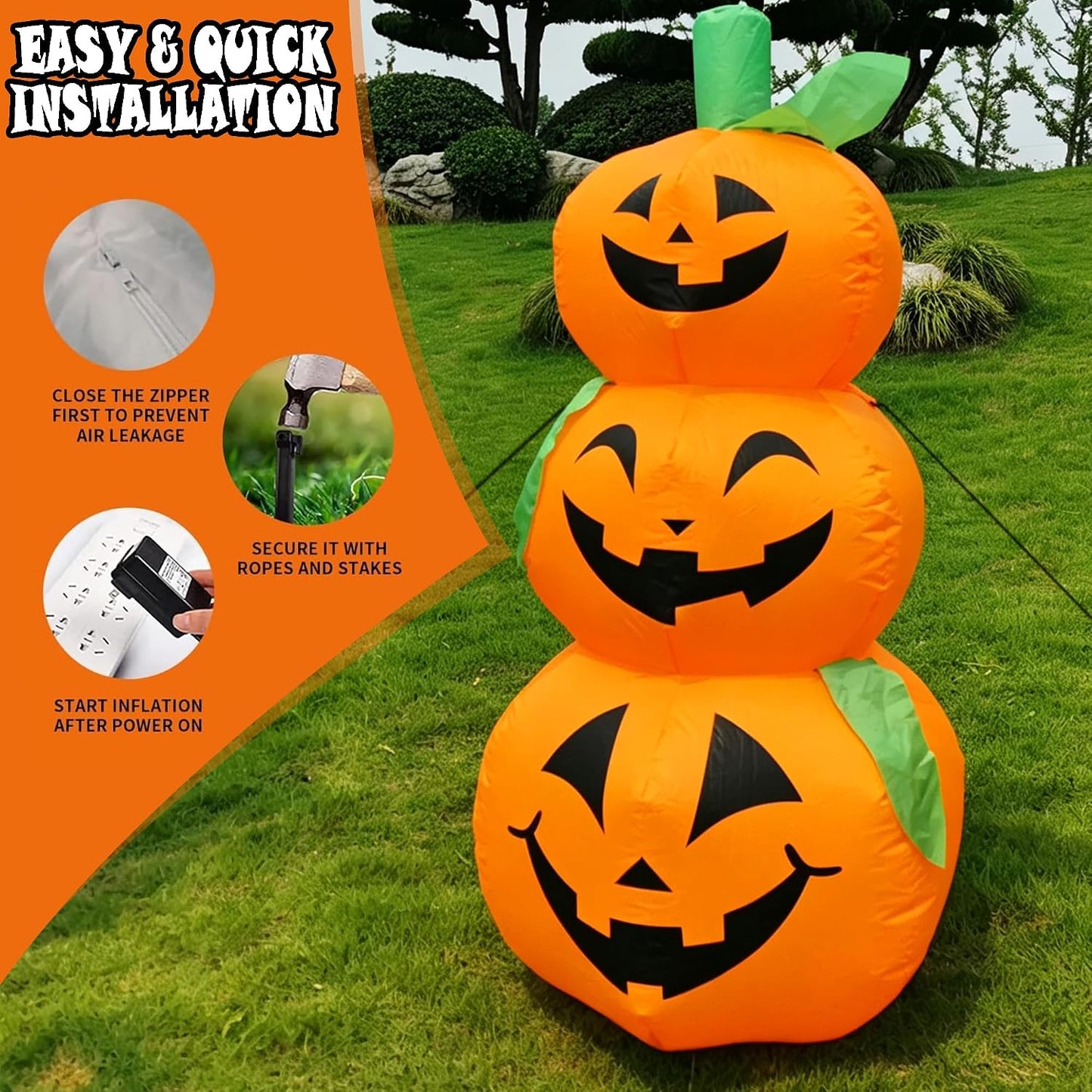 YOUBEMAGIC Decoración inflable de calabaza de Halloween de 4.3 pies...