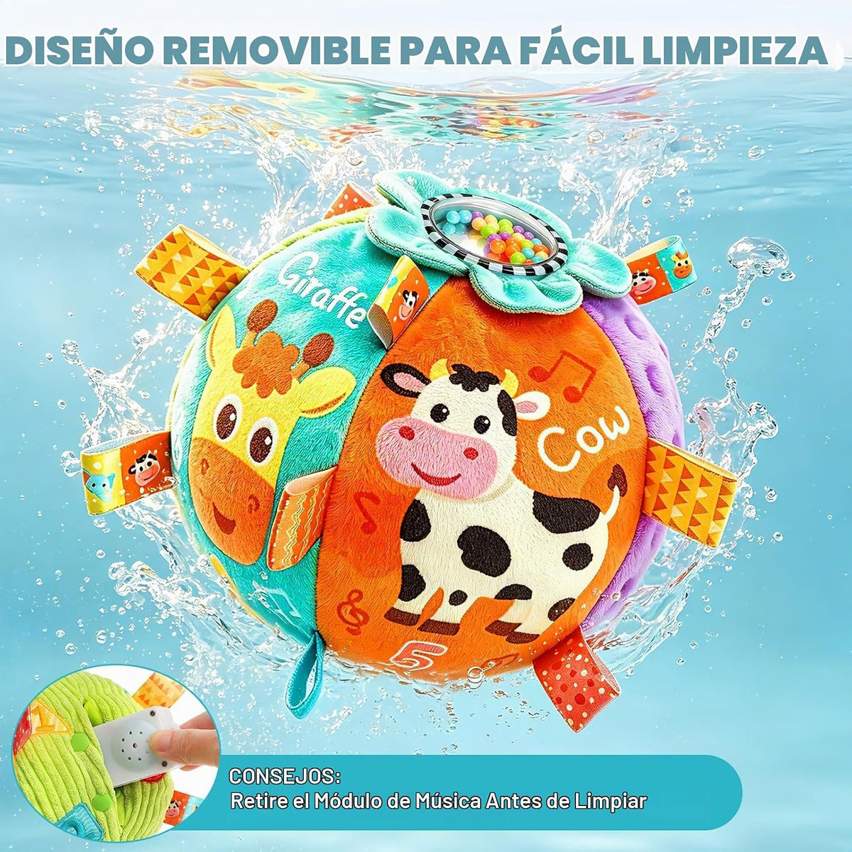Juguete musical con pelota para gatear para bebés de 0 a 6 meses, d...