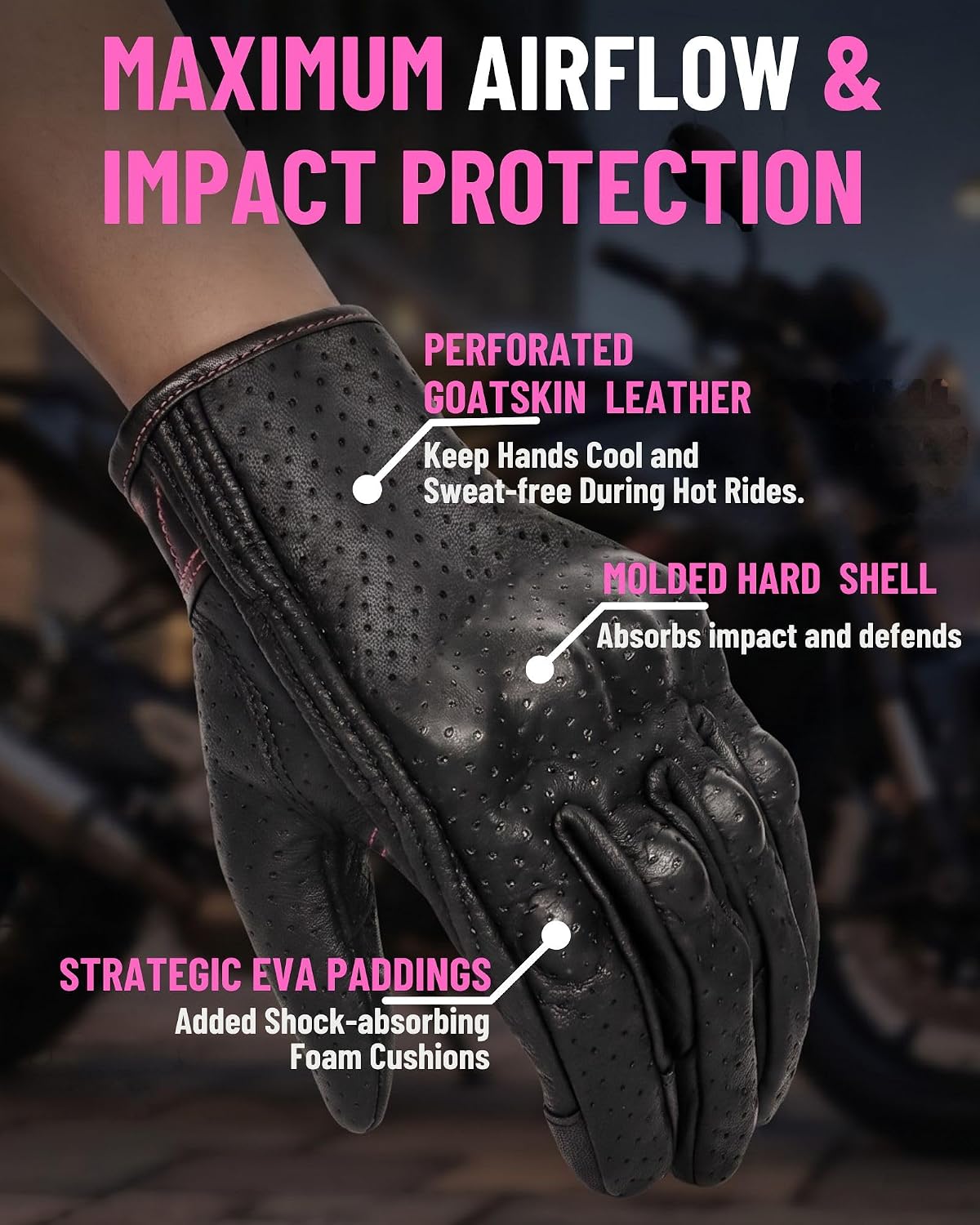 Superbike Guantes de motocicleta para mujer de dedo completo con nu...