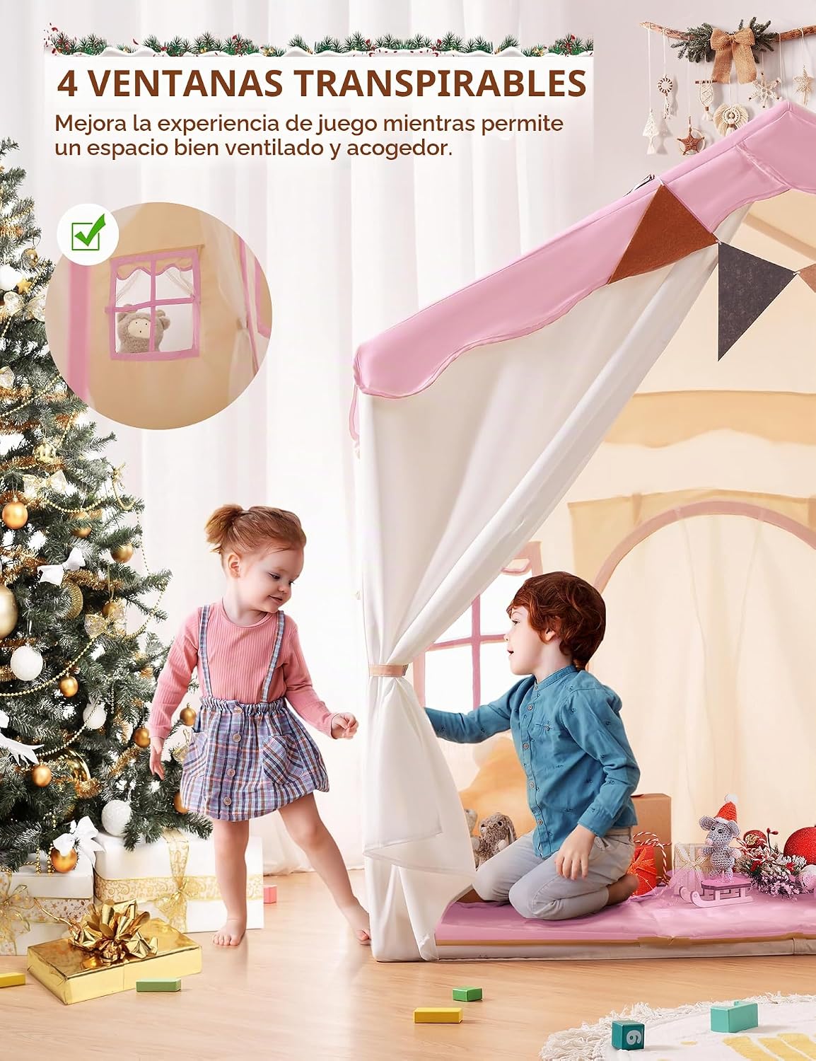 besrey Tienda de campaña para niños, tienda de campaña 2 en 1 con a...