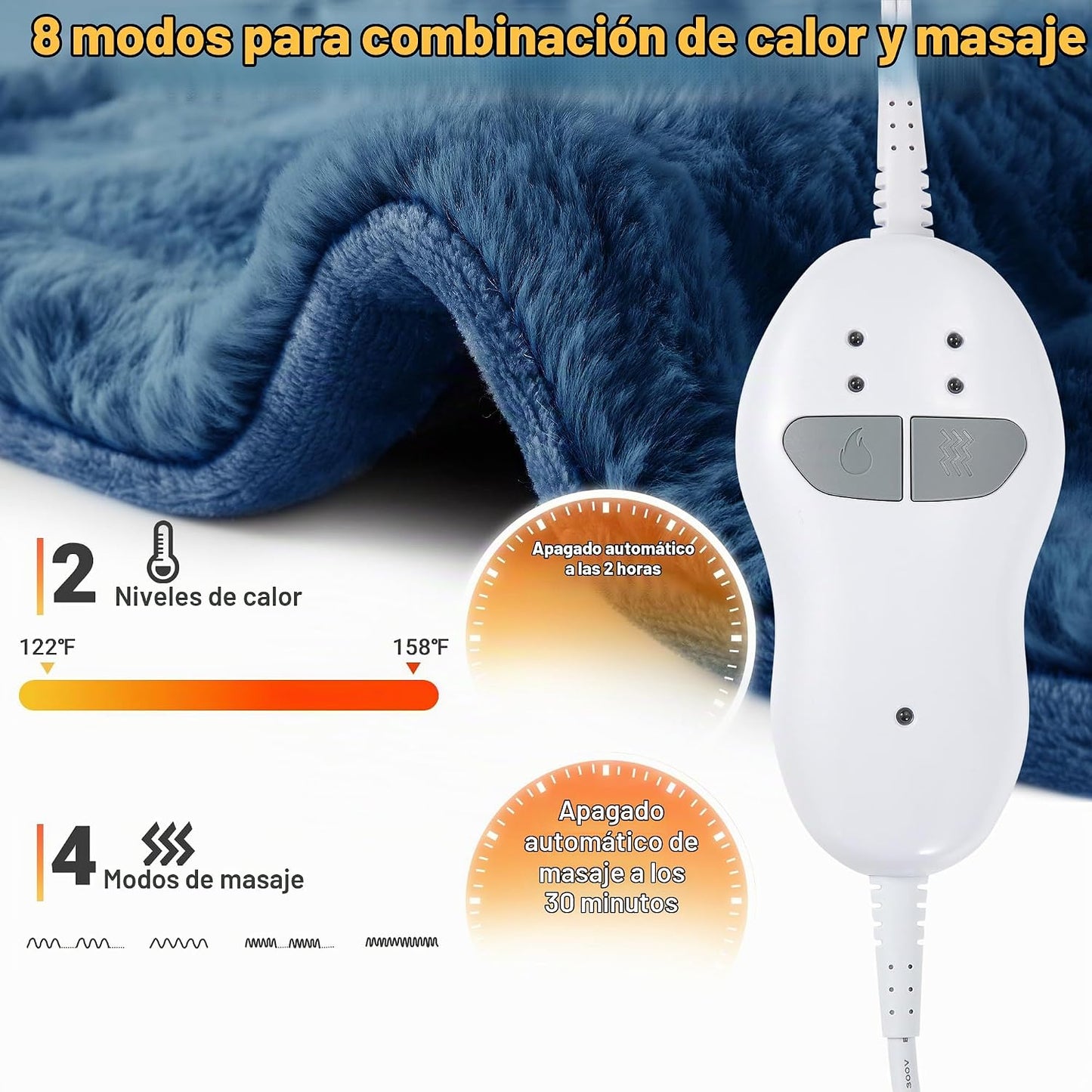 Almohadilla térmica de masaje para masajeador de espalda, cuello y...