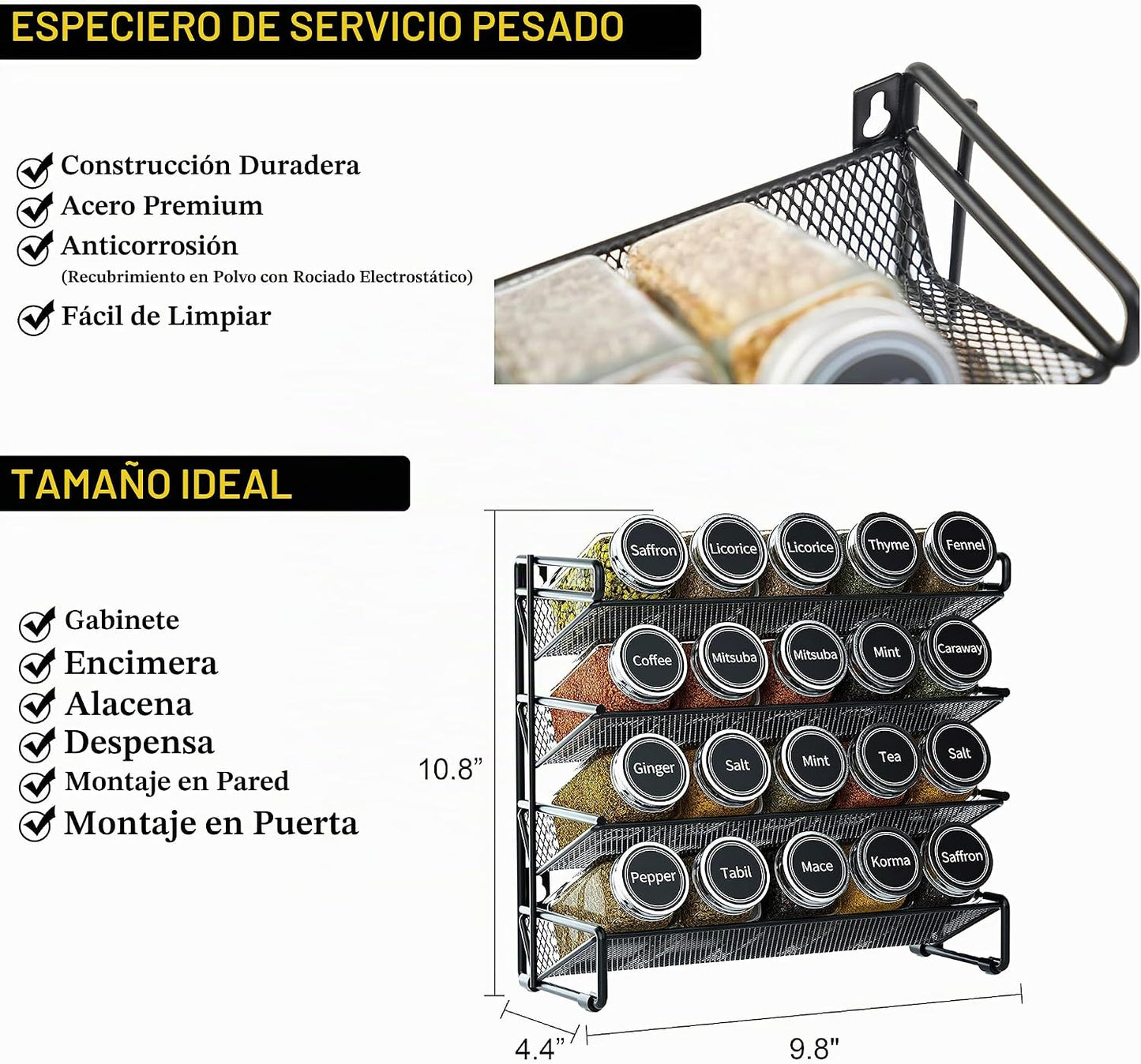Organizador de Estante de Especias SpaceAid con 20 Tarros de Especi...