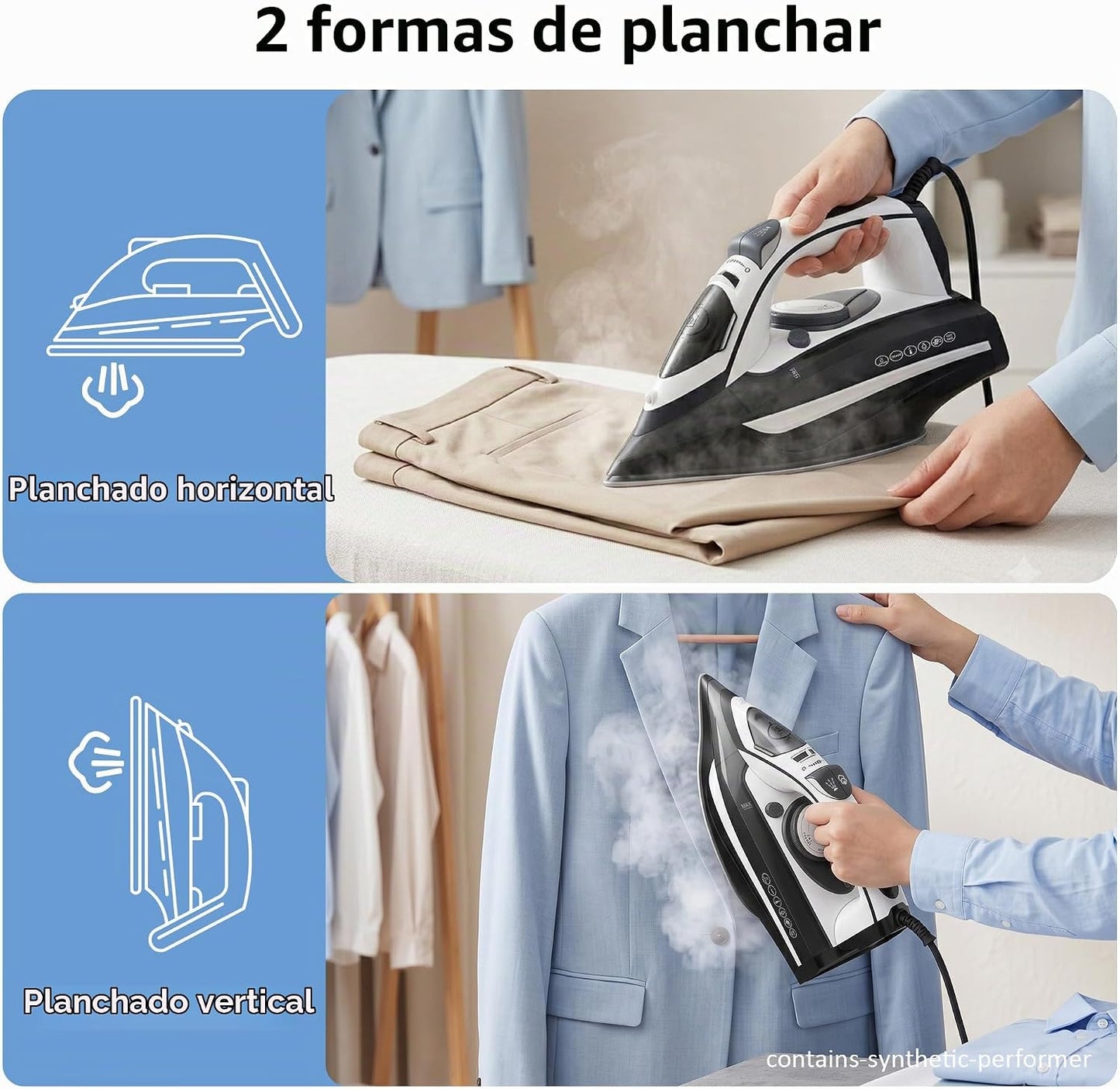LEVOORA Plancha de vapor para ropa de calentamiento rápido de 20 se...