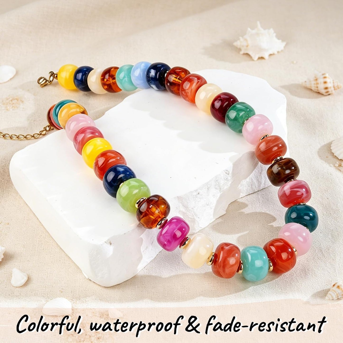 Trinckle Collares de cuentas gruesas para mujer, collares de cuenta...