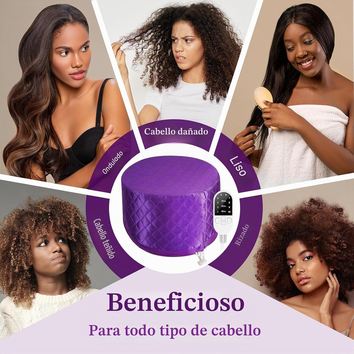Gorro térmico de vapor para tratamiento natural del cabello: gorro...