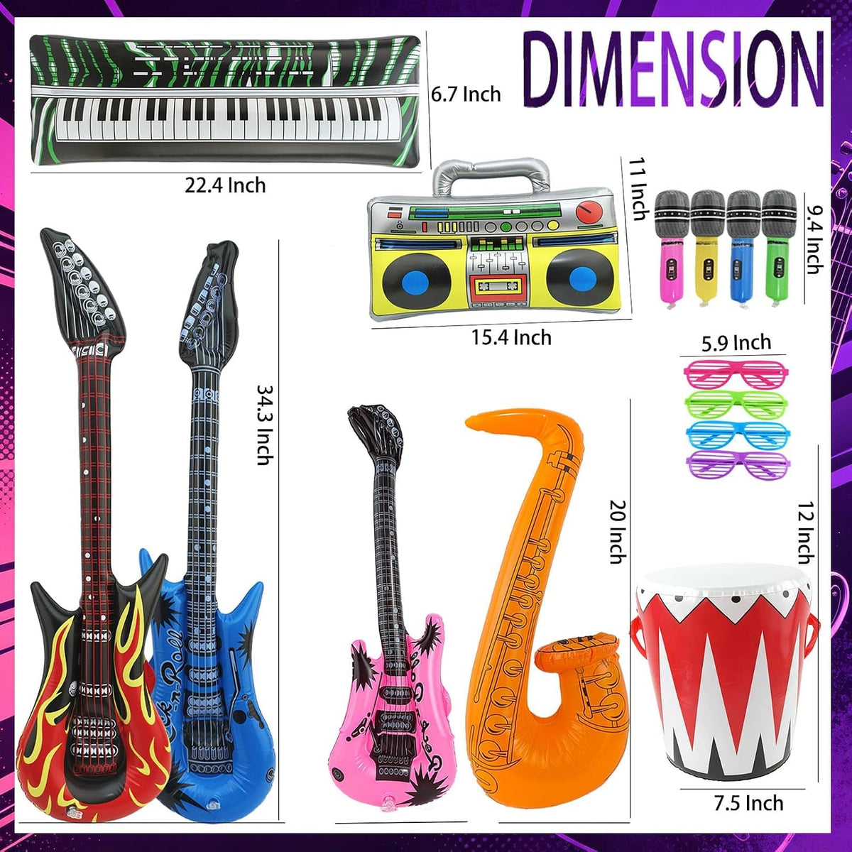 15 piezas de instrumentos inflables para fotomatón, accesorios de r...