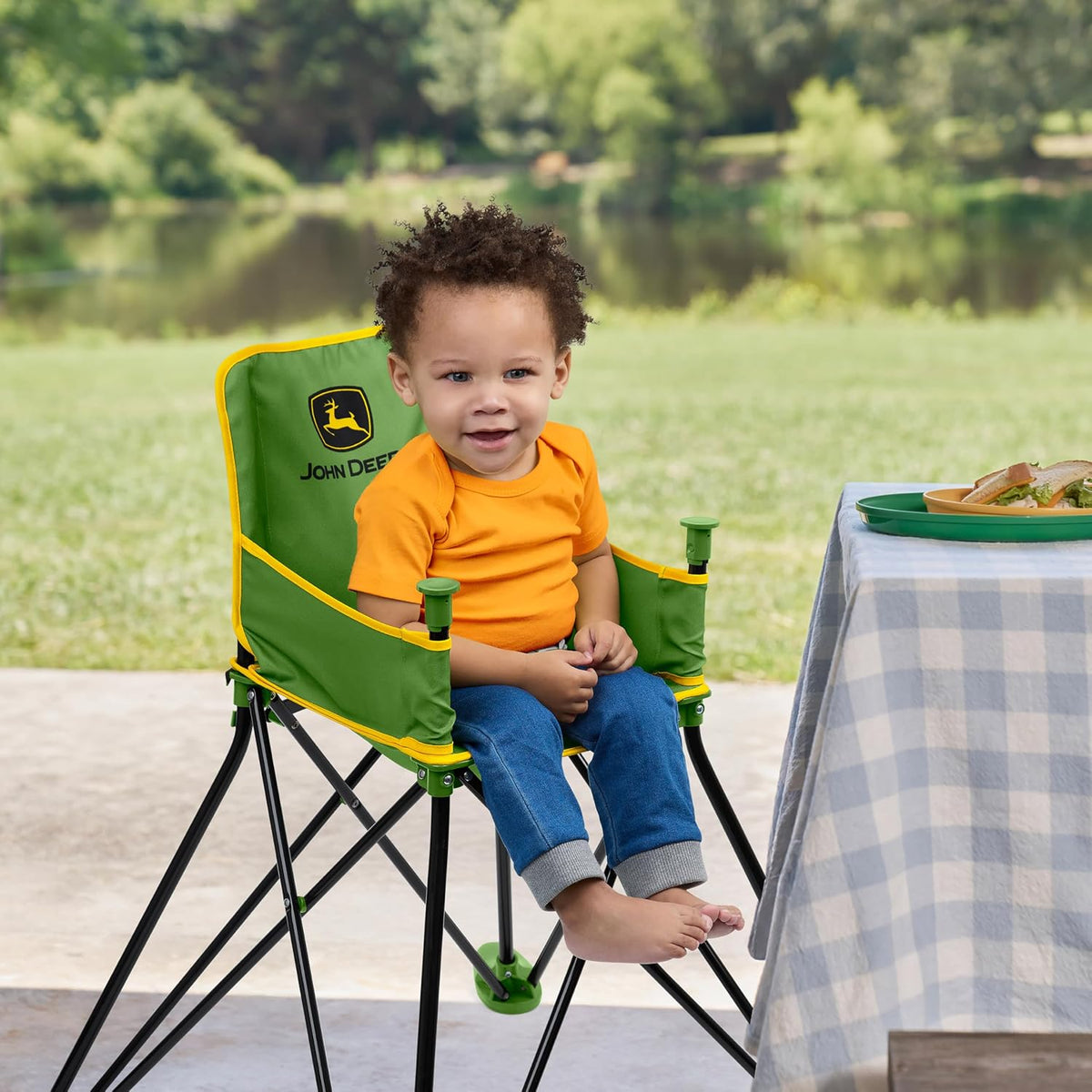 Bright Starts John Deere Pop 'N Dine - Silla alta portátil, int...