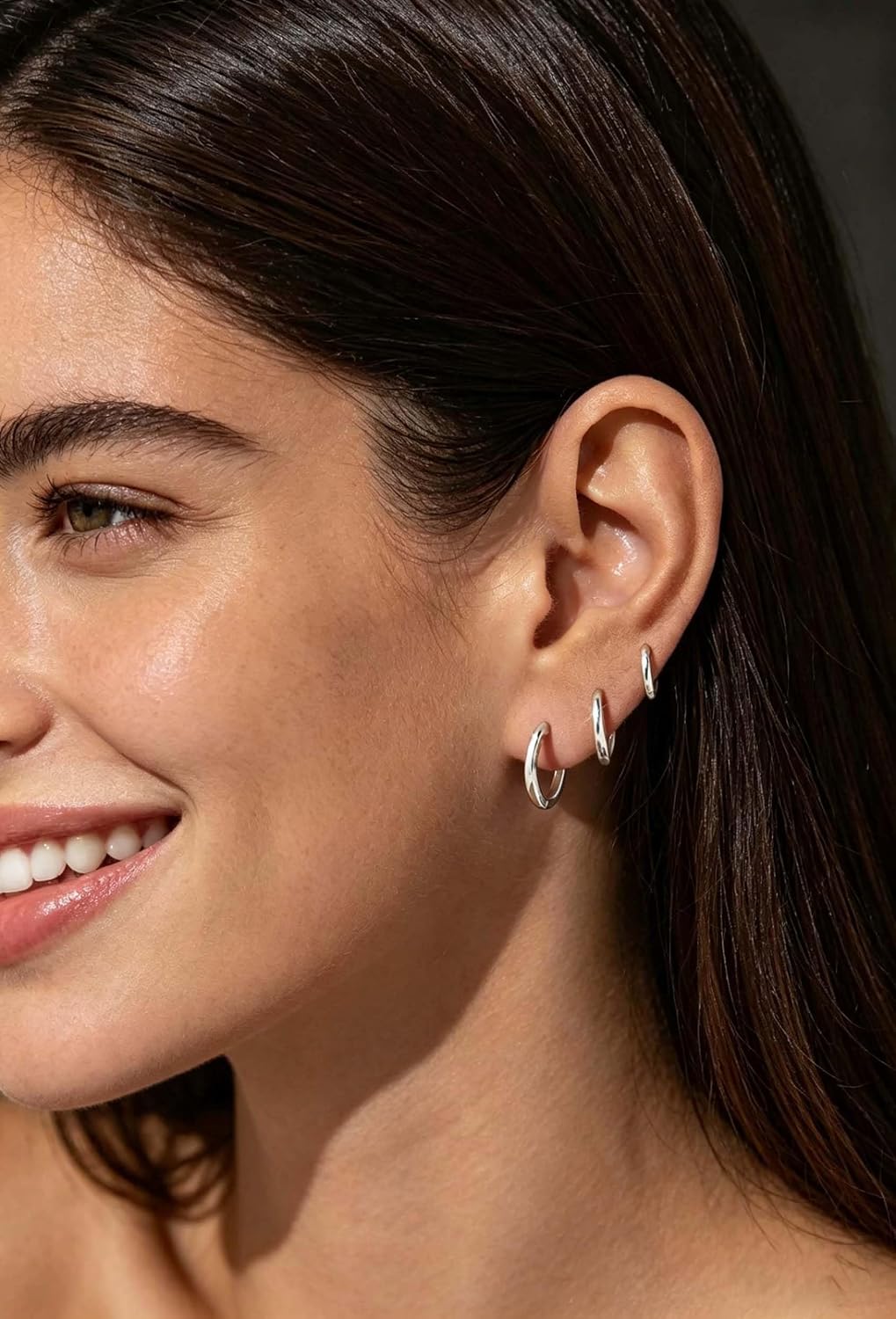 Juego de 3 pares de aretes de aro de oro para mujer, joyería de mod...