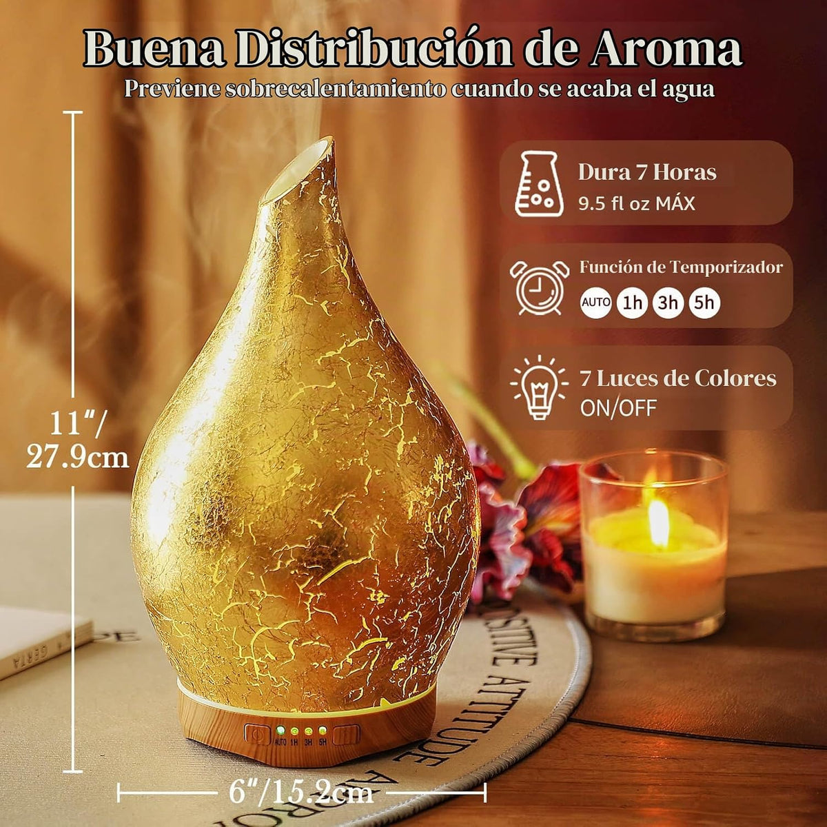 Porseme Difusor de Aceite Esencial de 280ml, Difusor de Aromaterapi...