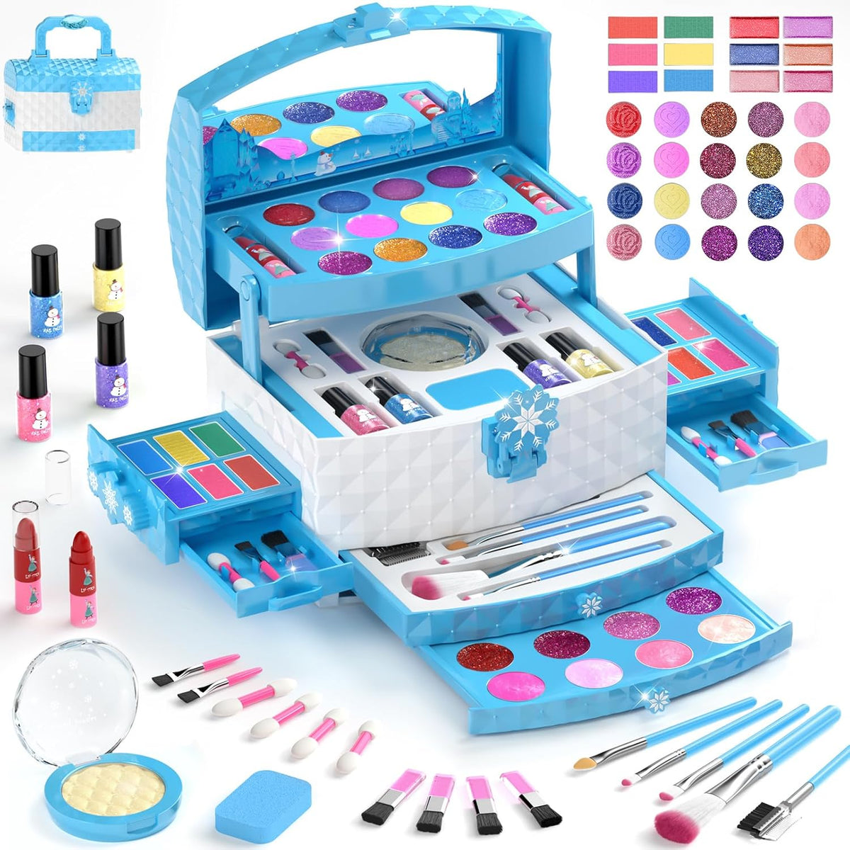 GirlsHome Juego de maquillaje para niños para niña, 56 piezas, cosm...
