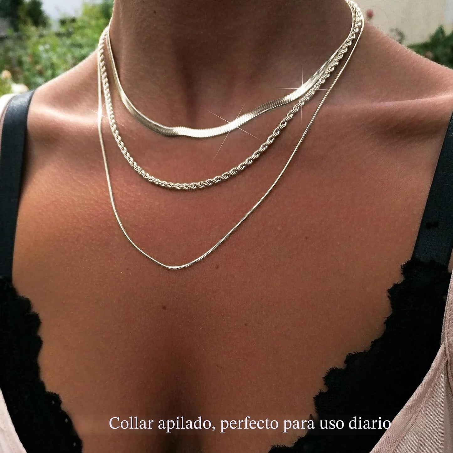 ZIIERMOSS 3PCS Collares de oro para mujeres, collar grueso de decla...