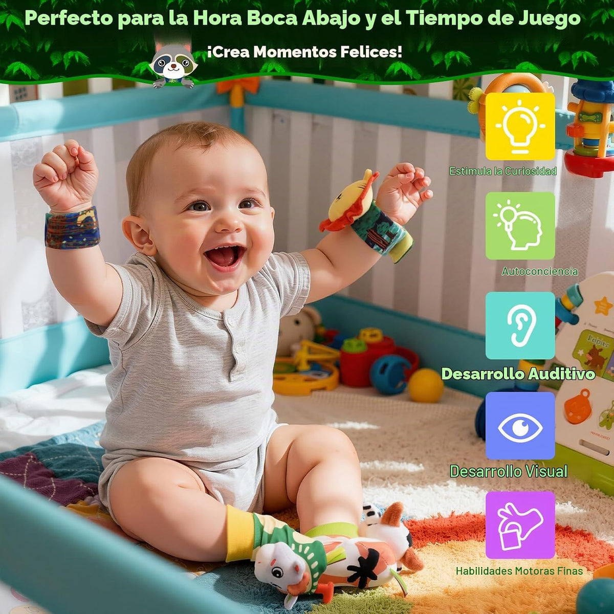 Zendstanding - Juego de calcetines de muñeca para bebé de 0 a 6 mes...