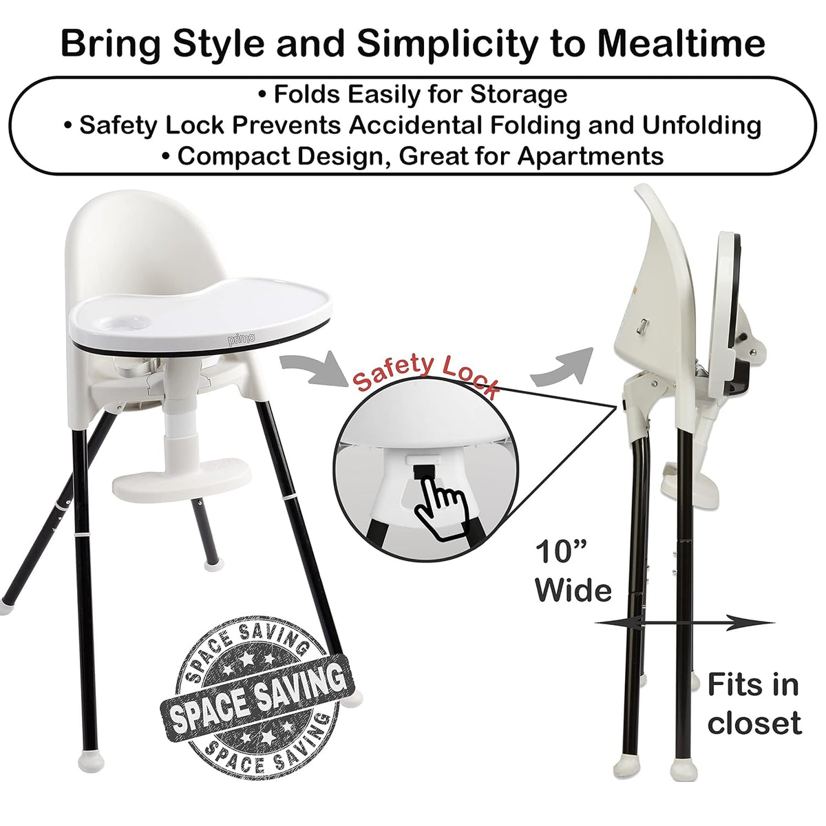 Primo Cozy Tot - Silla alta plegable convertible de lujo y silla pa...