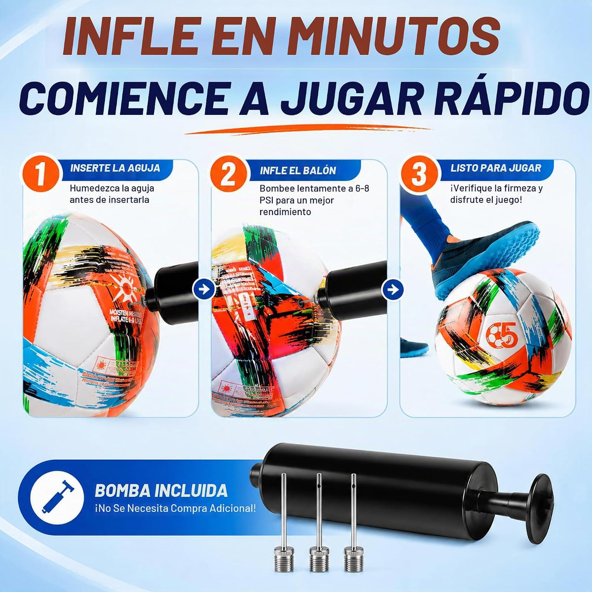 Innotoys Balón de fútbol tamaño 5, tamaño 4, tamaño 3, desinflado,...