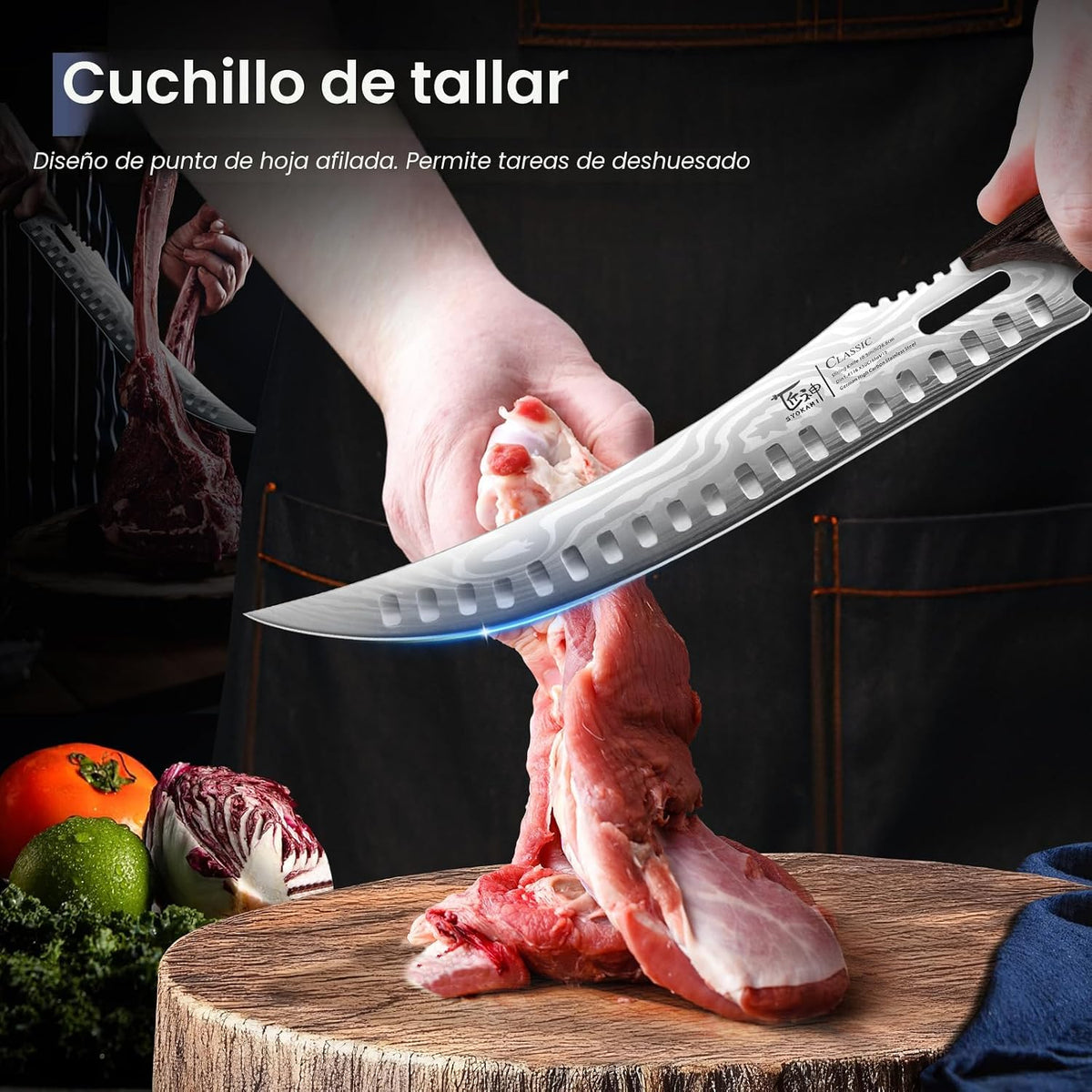 SYOKAMI - Juego de cuchillos de carnicero, 3 piezas de cuchillos de...