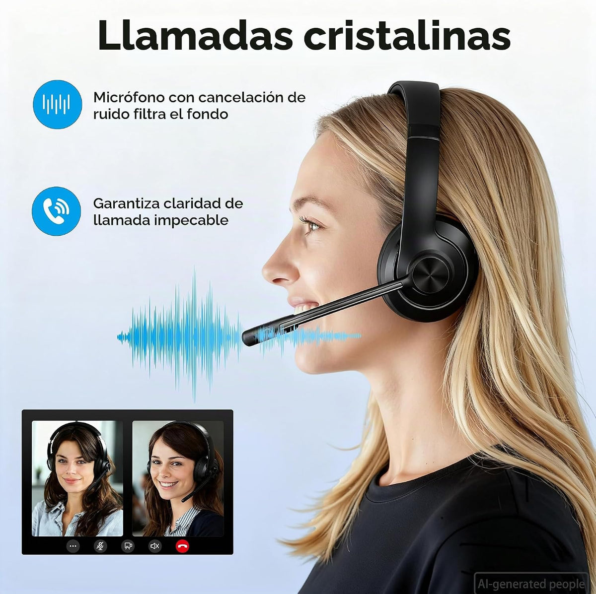 Auriculares inalámbricos AOC con micrófono para el trabajo, auricul...