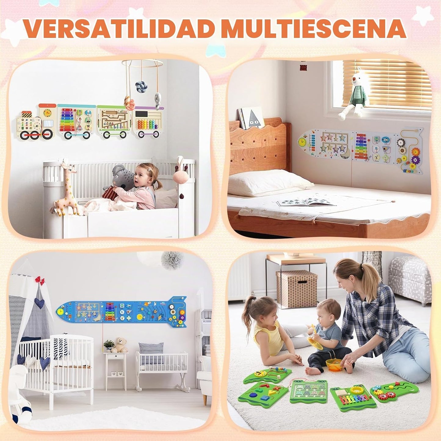 Montessori - Tablero sensorial de madera de tren eléctrico, panel d...