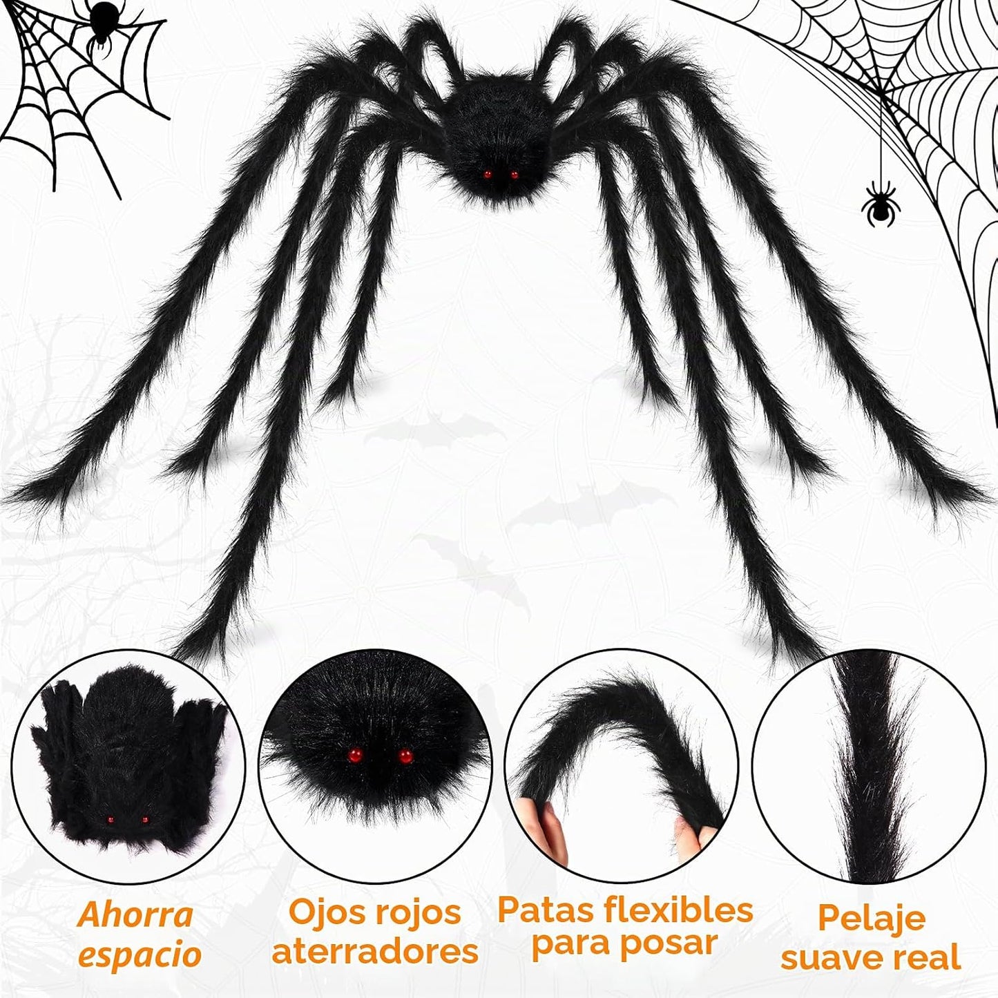 Decoración de araña gigante de Halloween de 15 pies para exteriores...