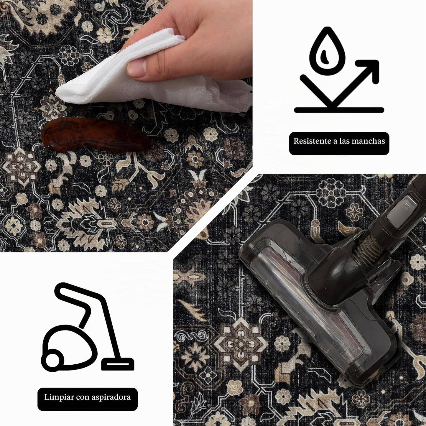 Ruaruarug Alfombra antideslizante lavable a máquina, ultra suave, s...