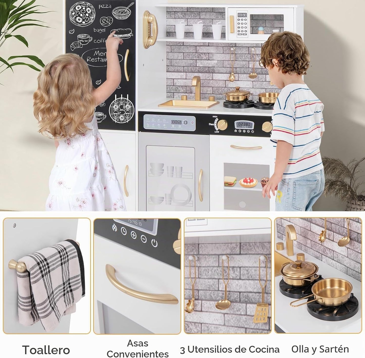 Costzon Juego de Cocina para Niños, Set Grande de Juguete de Cocina...