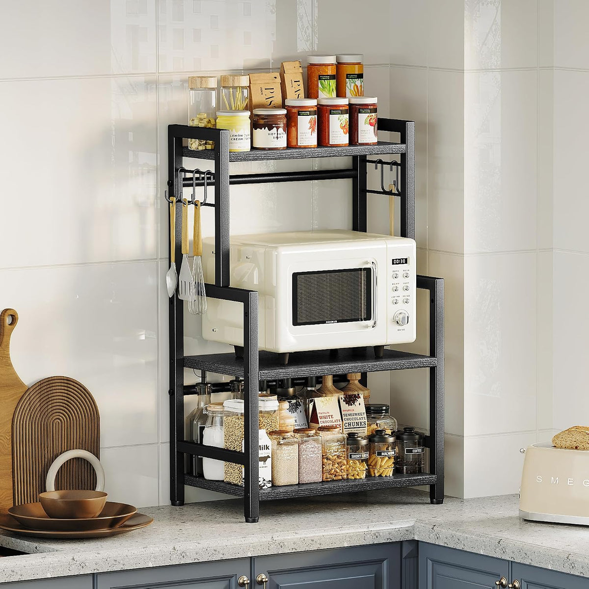 Organizador de encimera de cocina, estante de especias de 3 niveles...