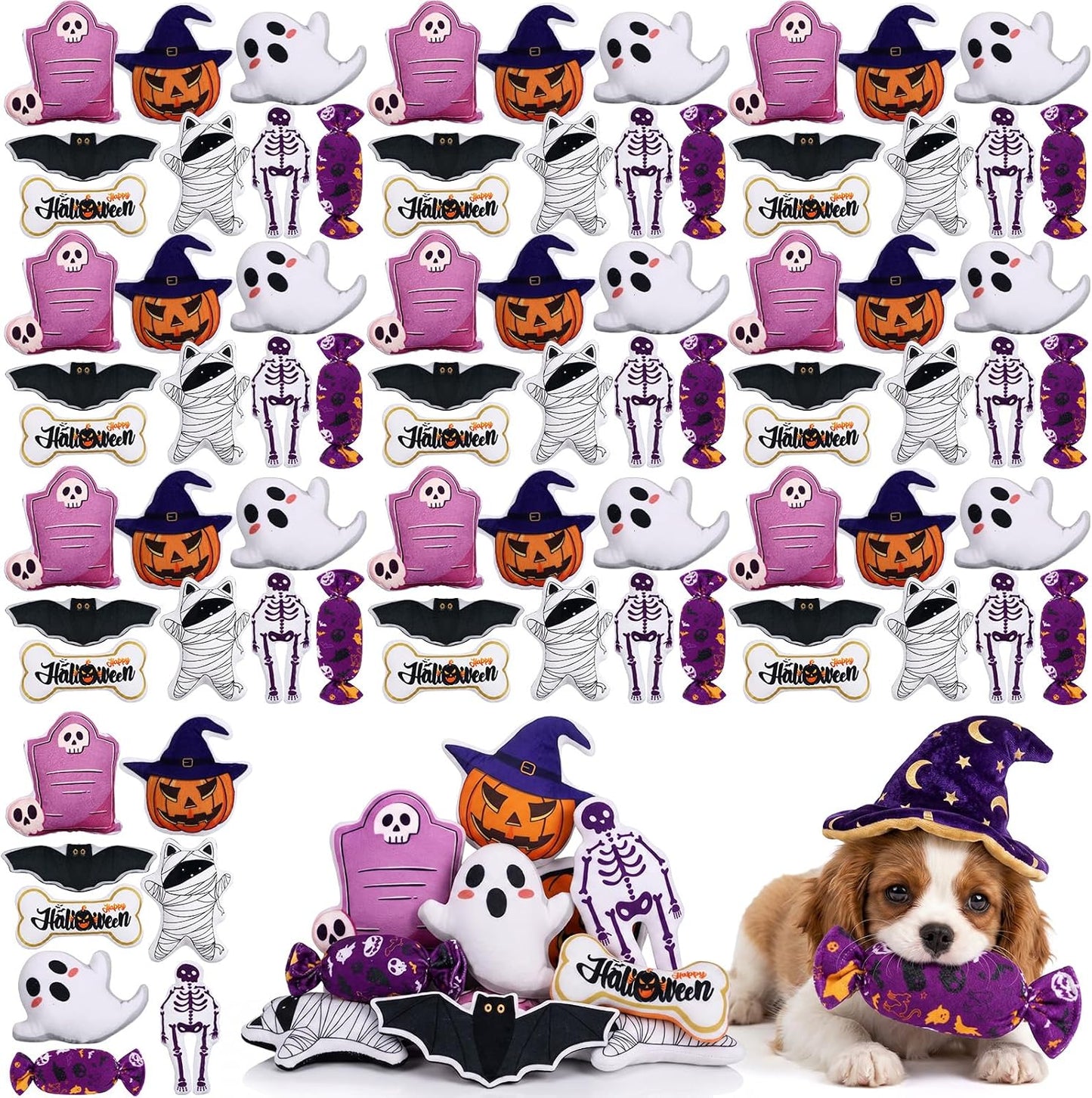 Soulchen 80 piezas de juguetes chirriantes para perros de Halloween...
