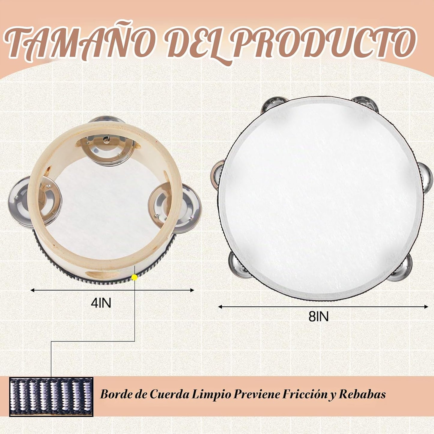 Lukmaa 12 piezas de pandereta a granel para adultos, instrumento de...