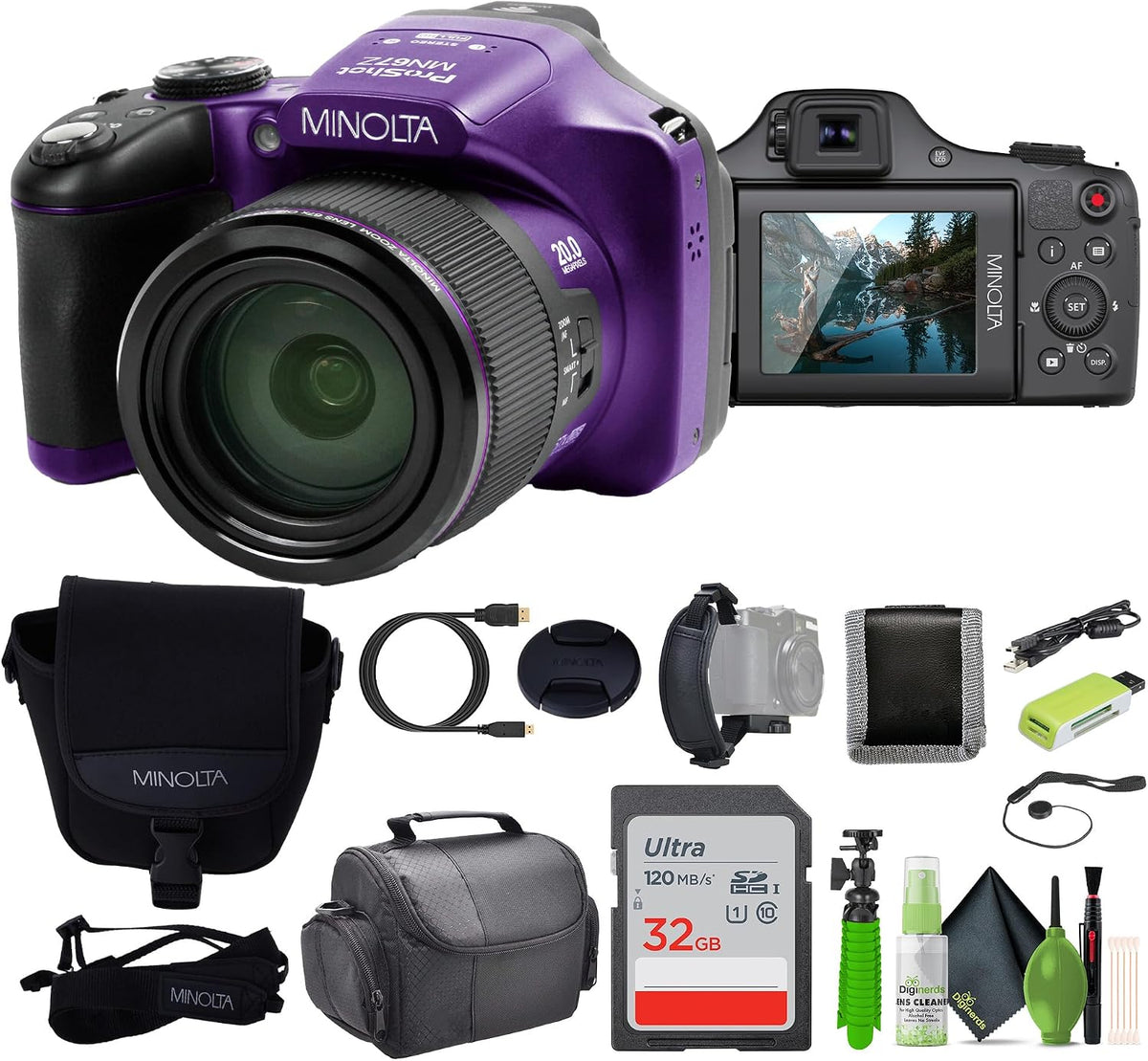 MINOLTA MN67Z - Cámara digital de puente FHD de 20 MP \/ 1080P con...
