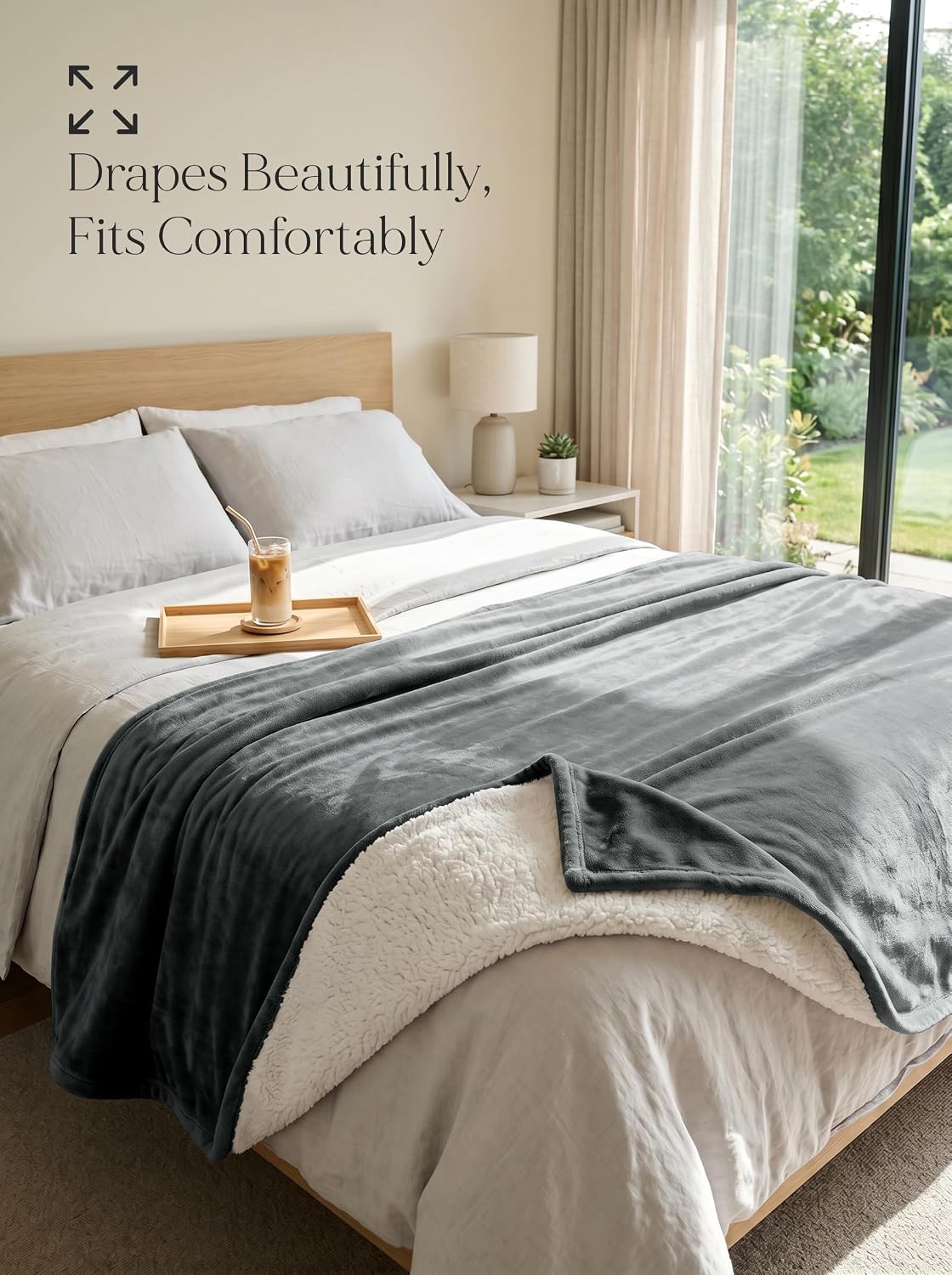 Utopia Bedding Manta Sherpa Tamaño Queen (Gris, 90x90 Pulgadas) - M...